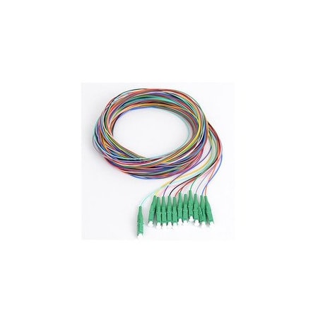 Cable Wholesale 12 Strand Fiber Pigtail, 9/125 Singlemode(Green Boot), LC/APC, 3 meter 15F1-02212
